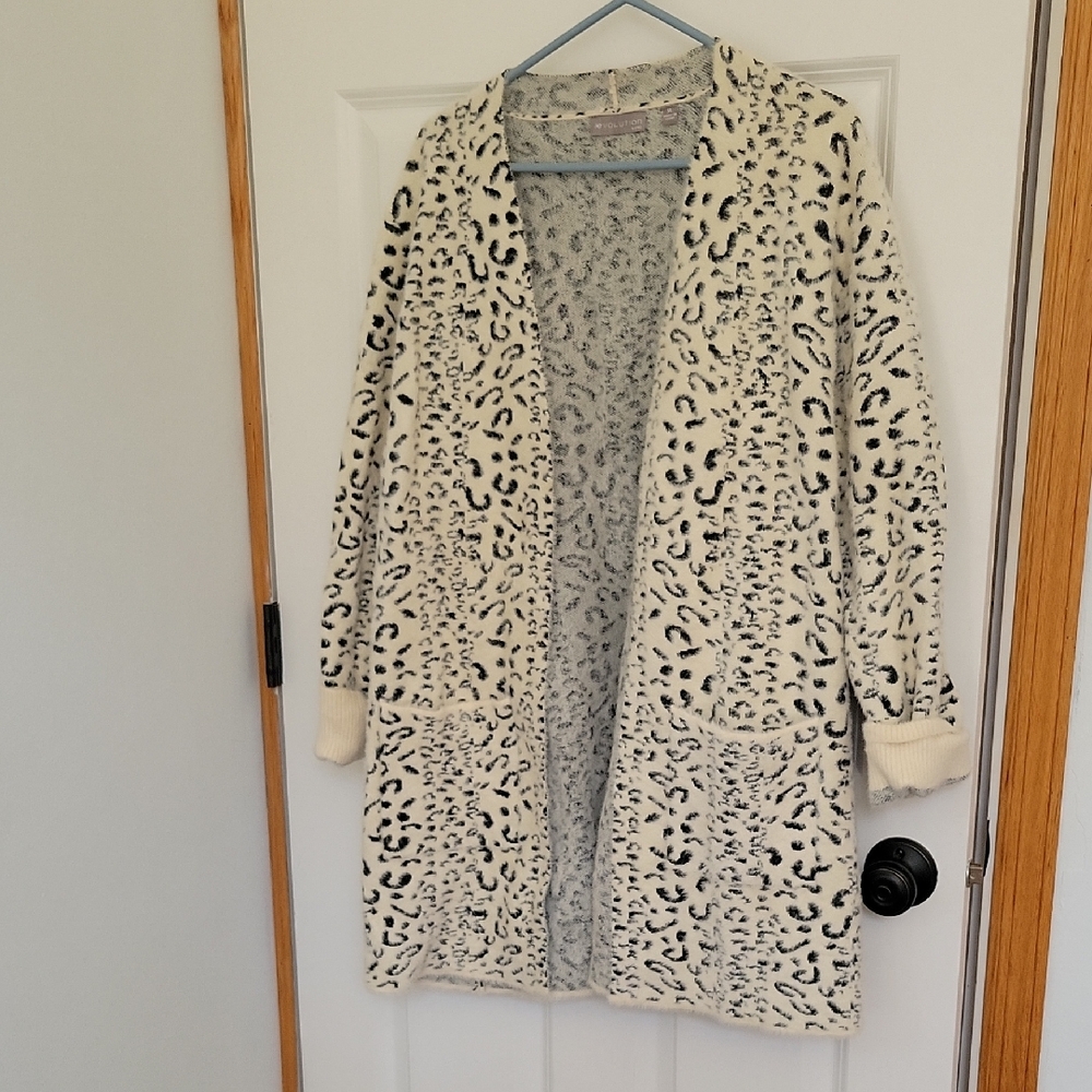 Leopard Print Open Front Blazer - image 1
